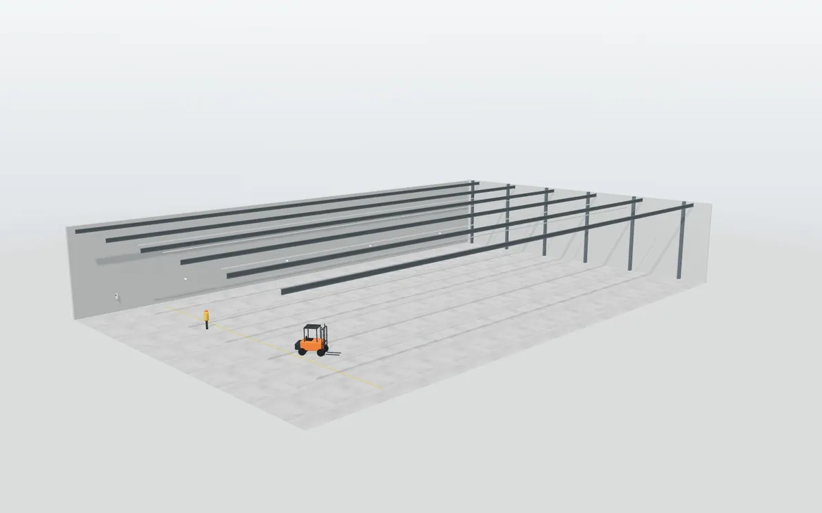 Alumbrado LED de nave industrial · Nave de producción 2 turnos
