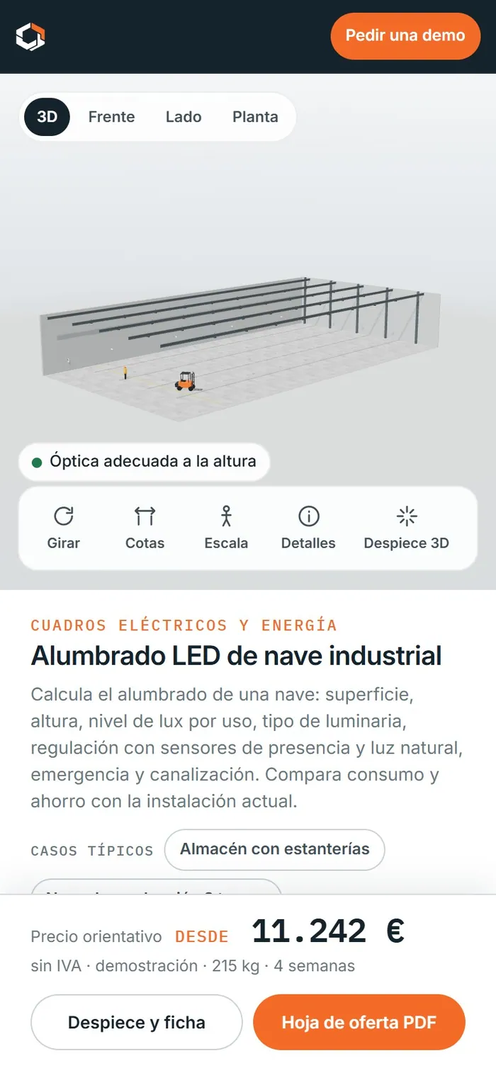 Alumbrado LED de nave industrial · en el móvil