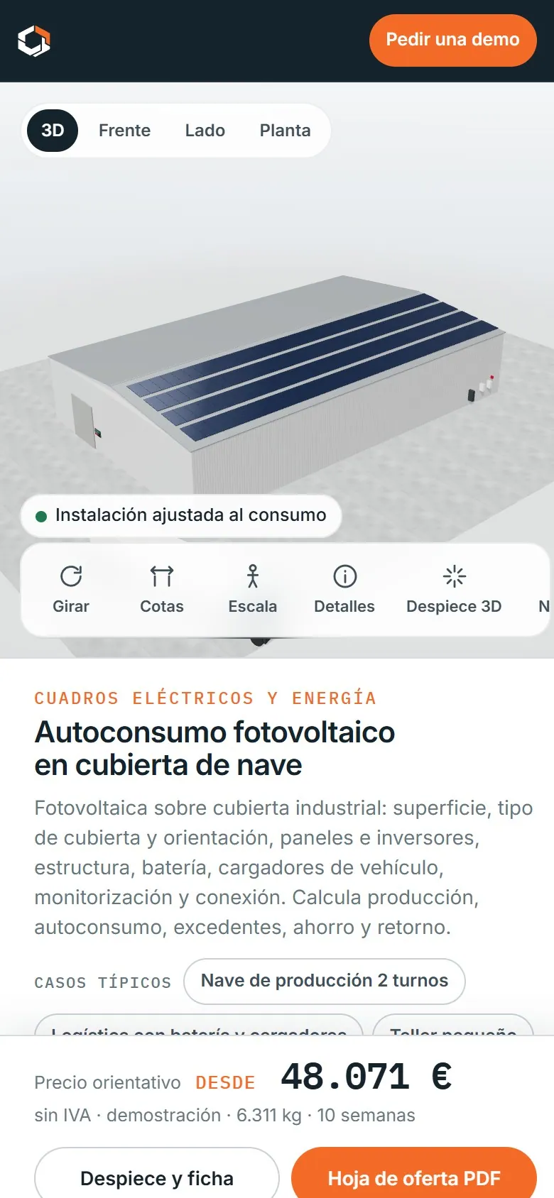 Autoconsumo fotovoltaico en cubierta de nave · Autoconsumo
