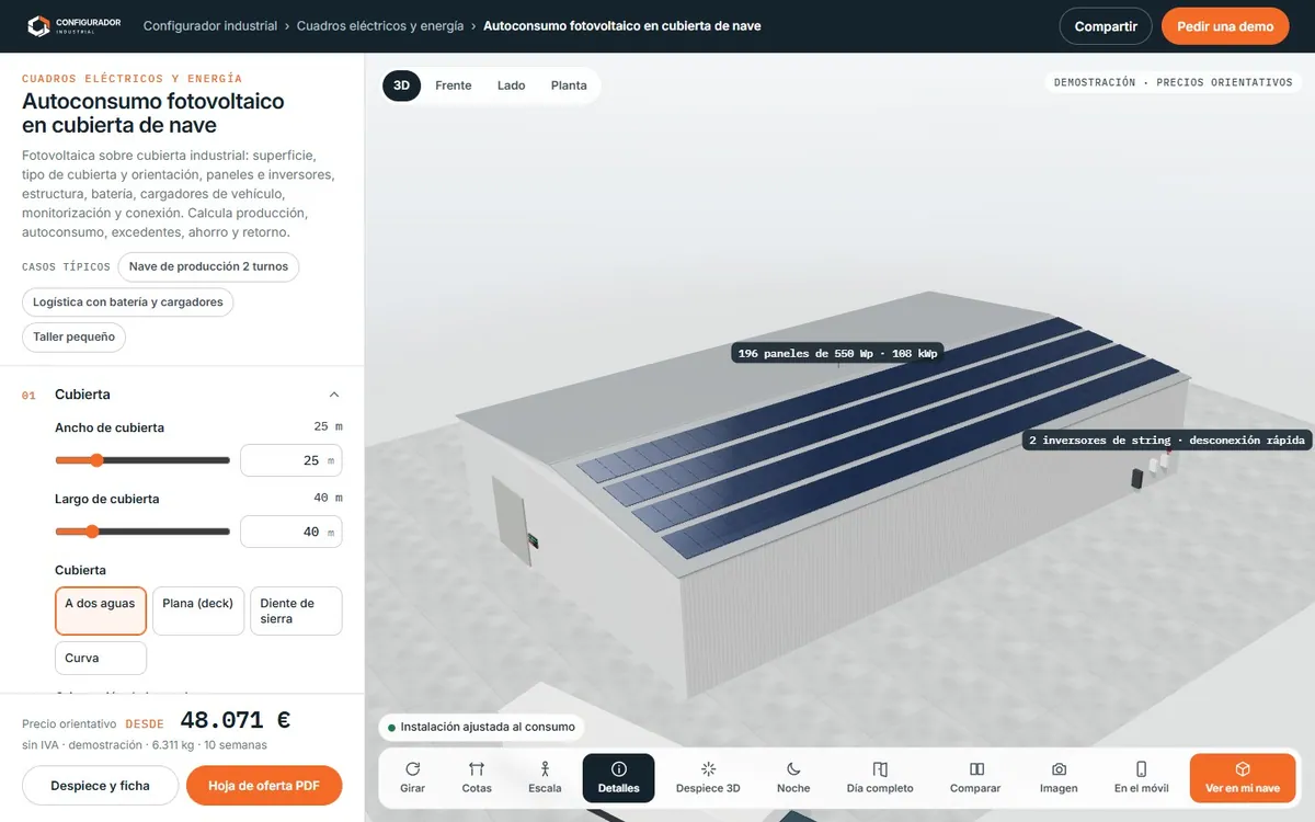 Autoconsumo fotovoltaico en cubierta de nave · Autoconsumo en cubierta de nave