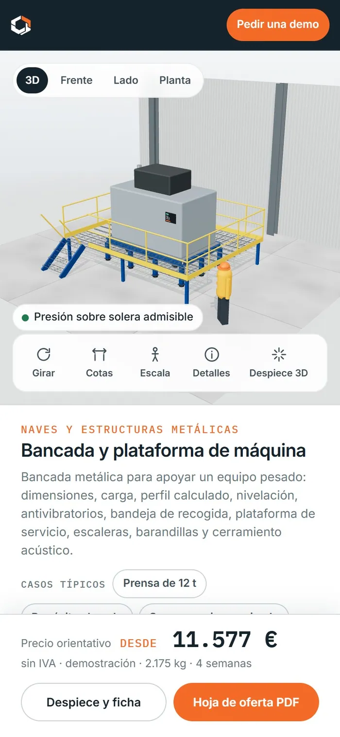 Bancada y plataforma de máquina · en el móvil