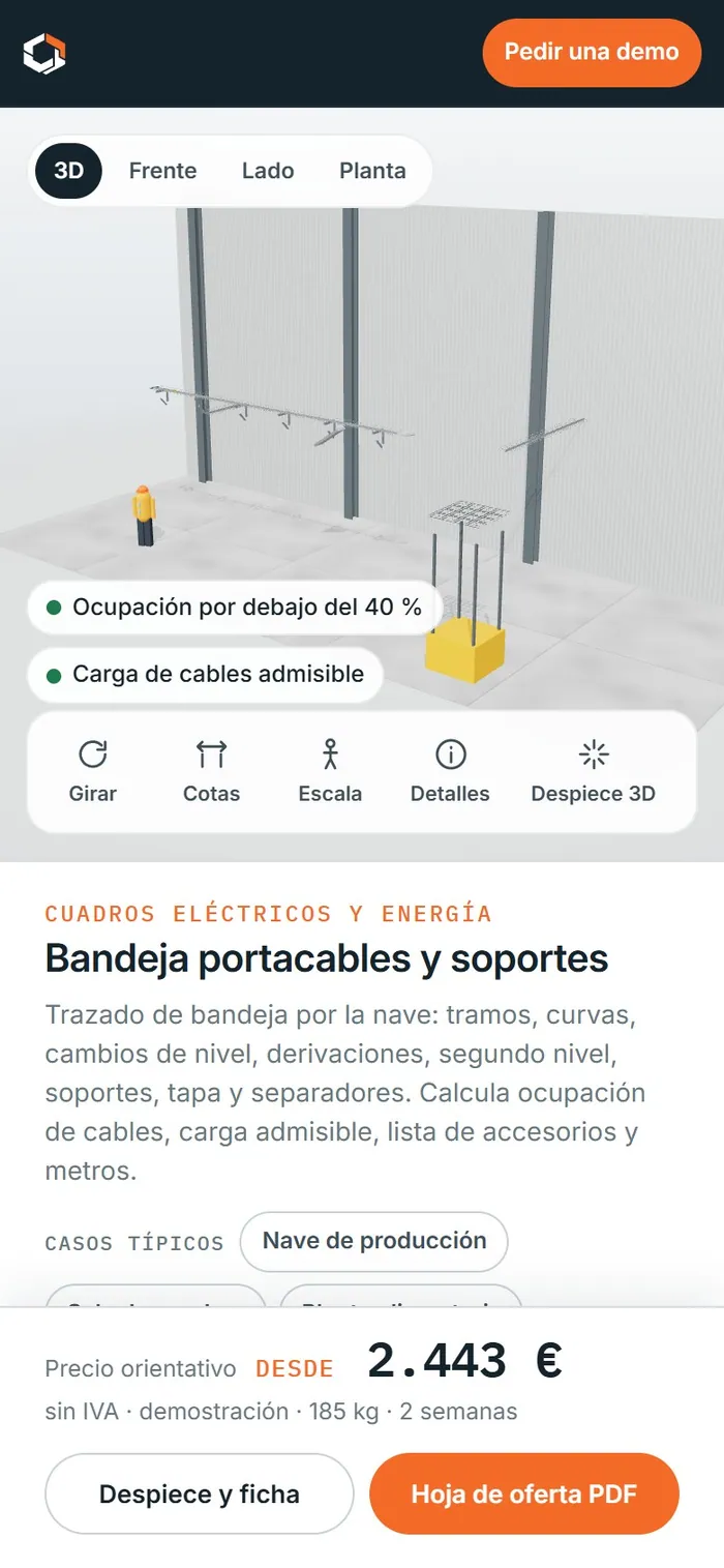 Bandeja portacables y soportes · en el móvil