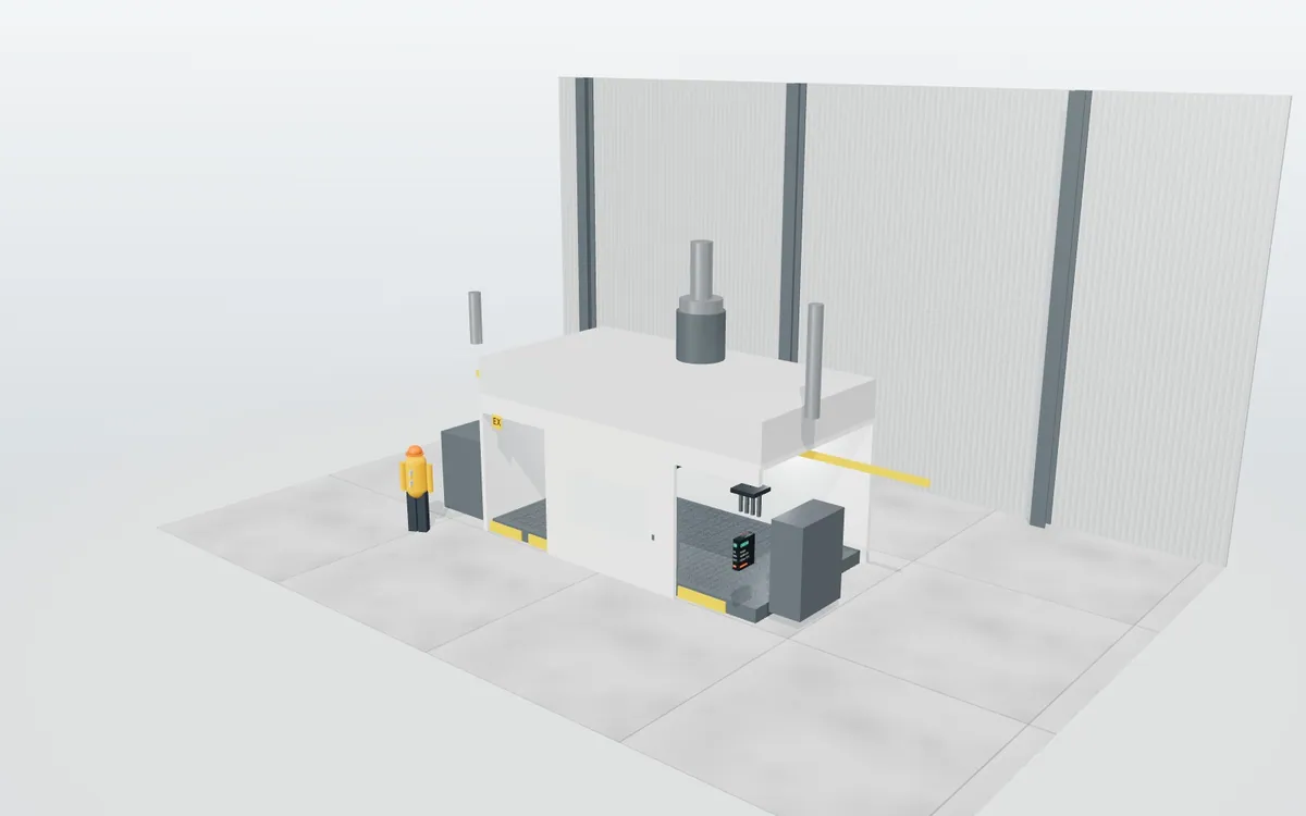 Cabina de pintura industrial · Línea de polvo con horno 180