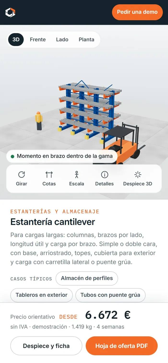 Estantería cantilever · en el móvil