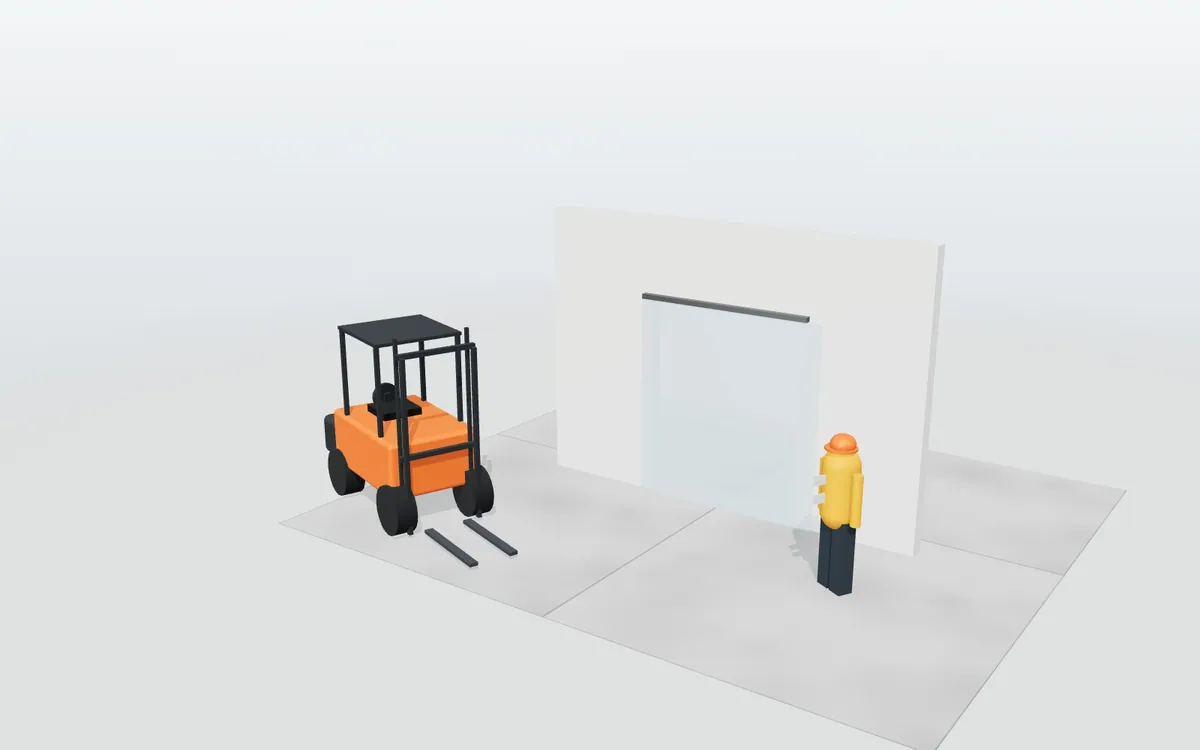 Cortina de lamas y puerta vaivén · Cámara de congelado