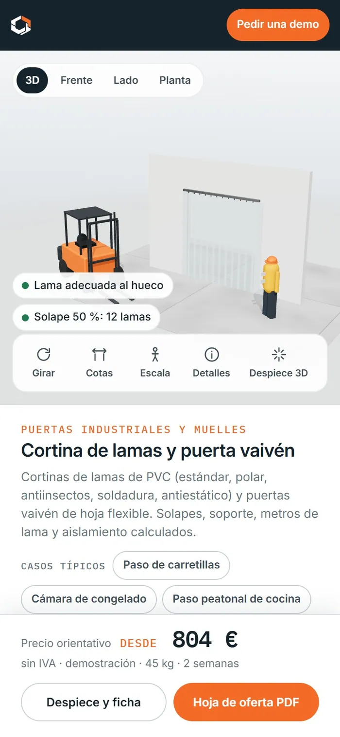 Cortina de lamas y puerta vaivén · en el móvil