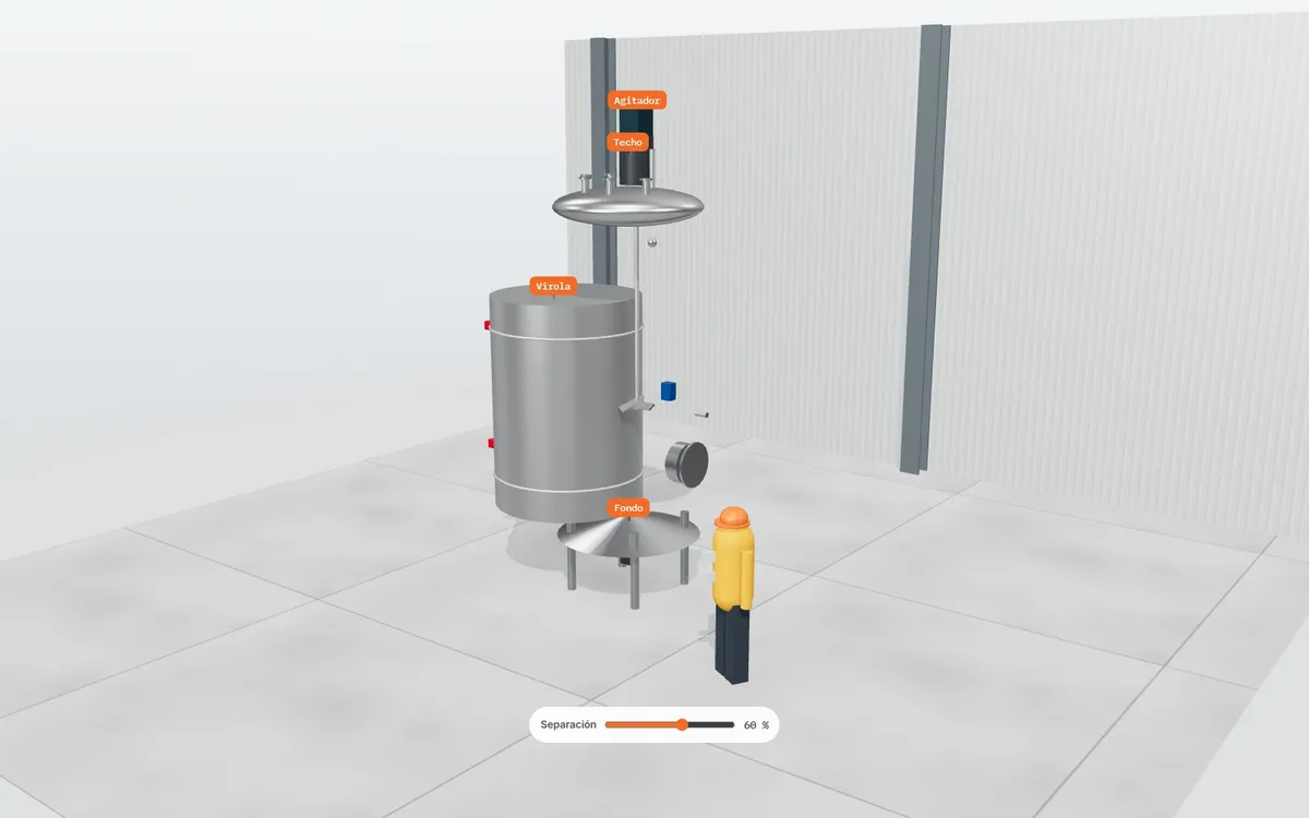 Depósito de proceso en inox · vista explosionada