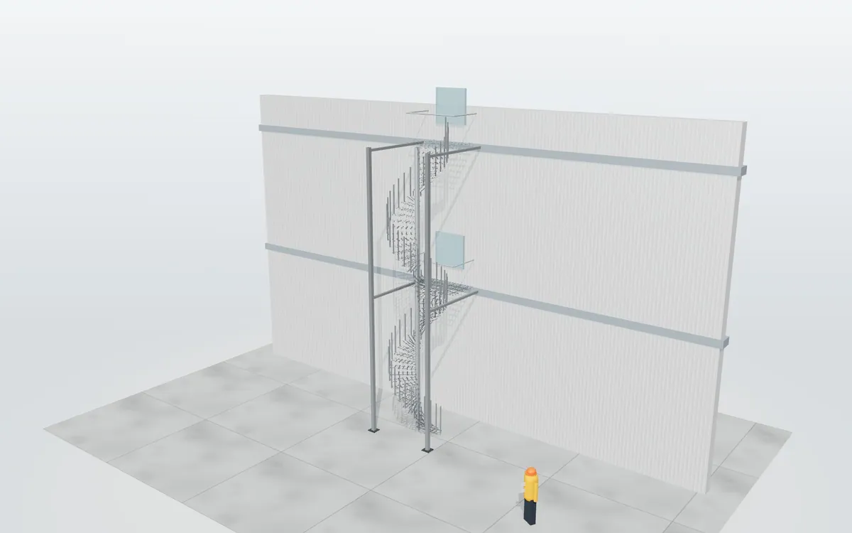 Escalera exterior de emergencia · Acceso a cubierta de depósito