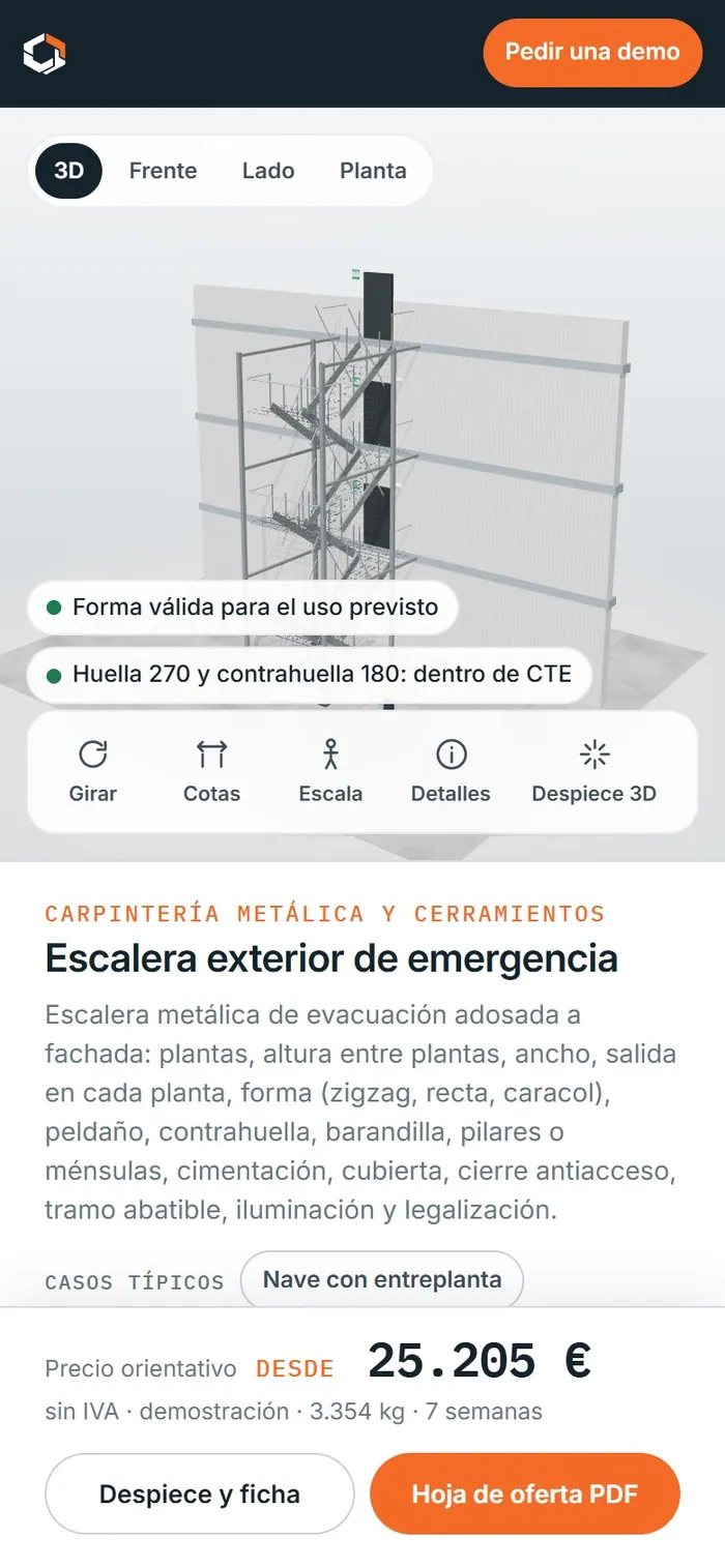 Escalera exterior de emergencia · en el móvil