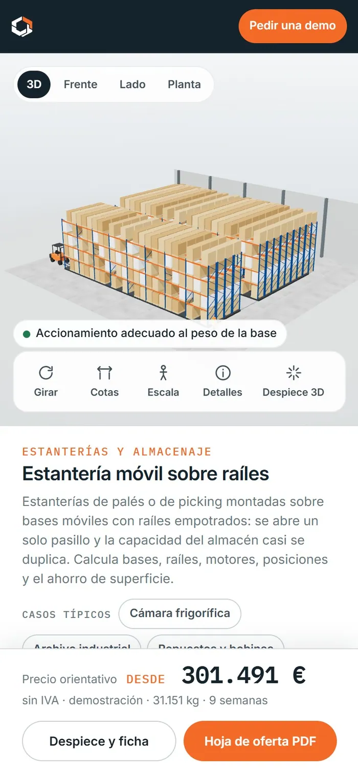Estantería móvil sobre raíles · en el móvil