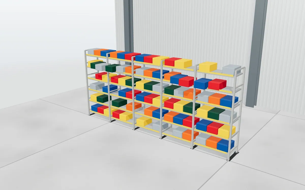 Estantería de picking con cajas · animación