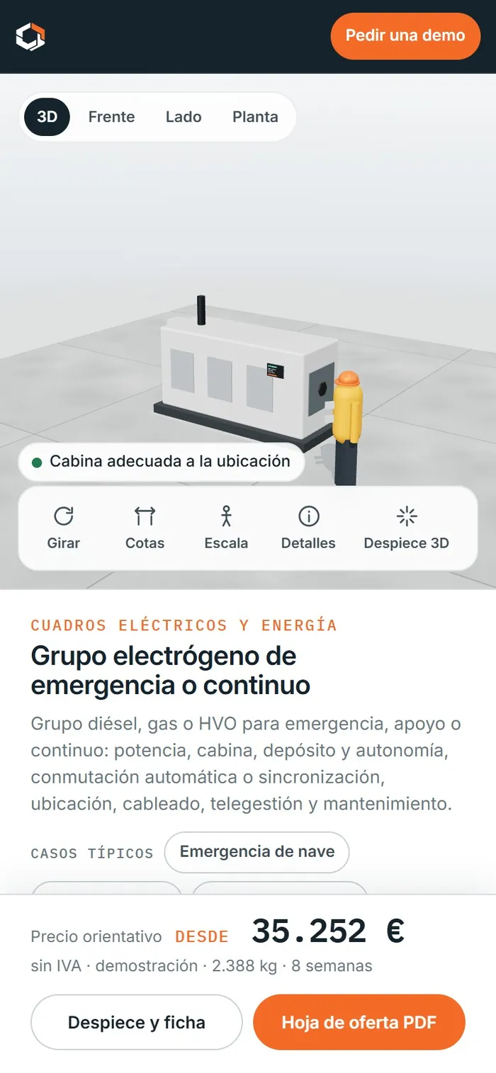 Grupo electrógeno de emergencia o continuo · en el móvil