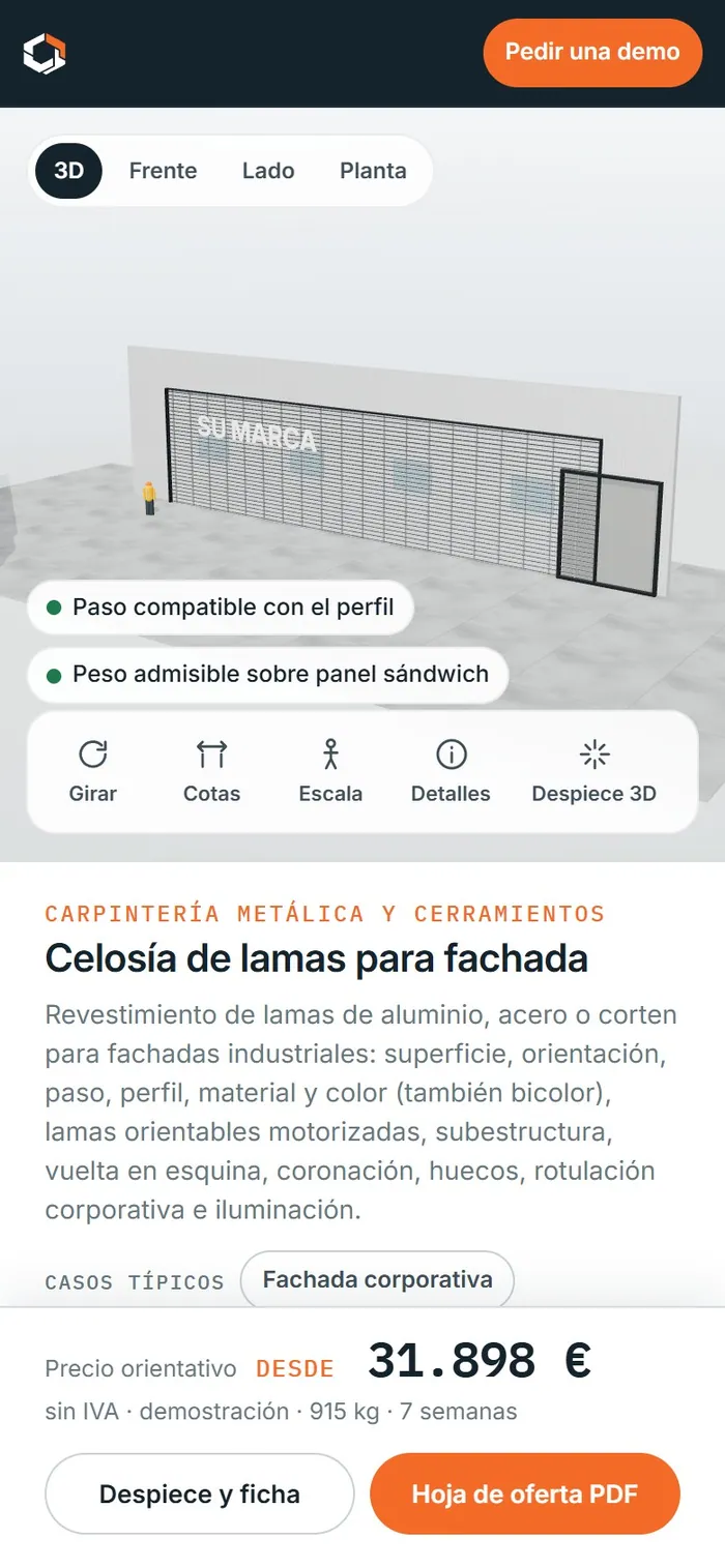 Celosía de lamas para fachada · en el móvil