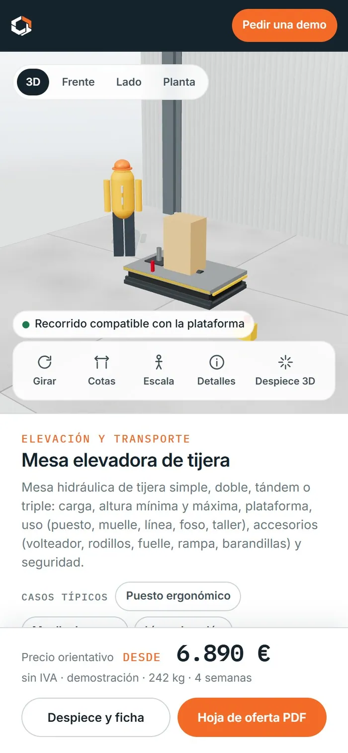 Mesa elevadora de tijera · en el móvil