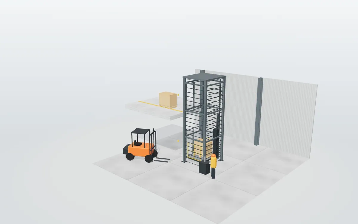 Montacargas industrial · Entreplanta de almacén