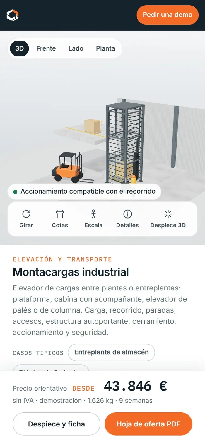 Montacargas industrial · en el móvil