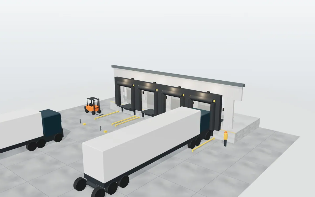 Muelle de carga completo · Plataforma logística