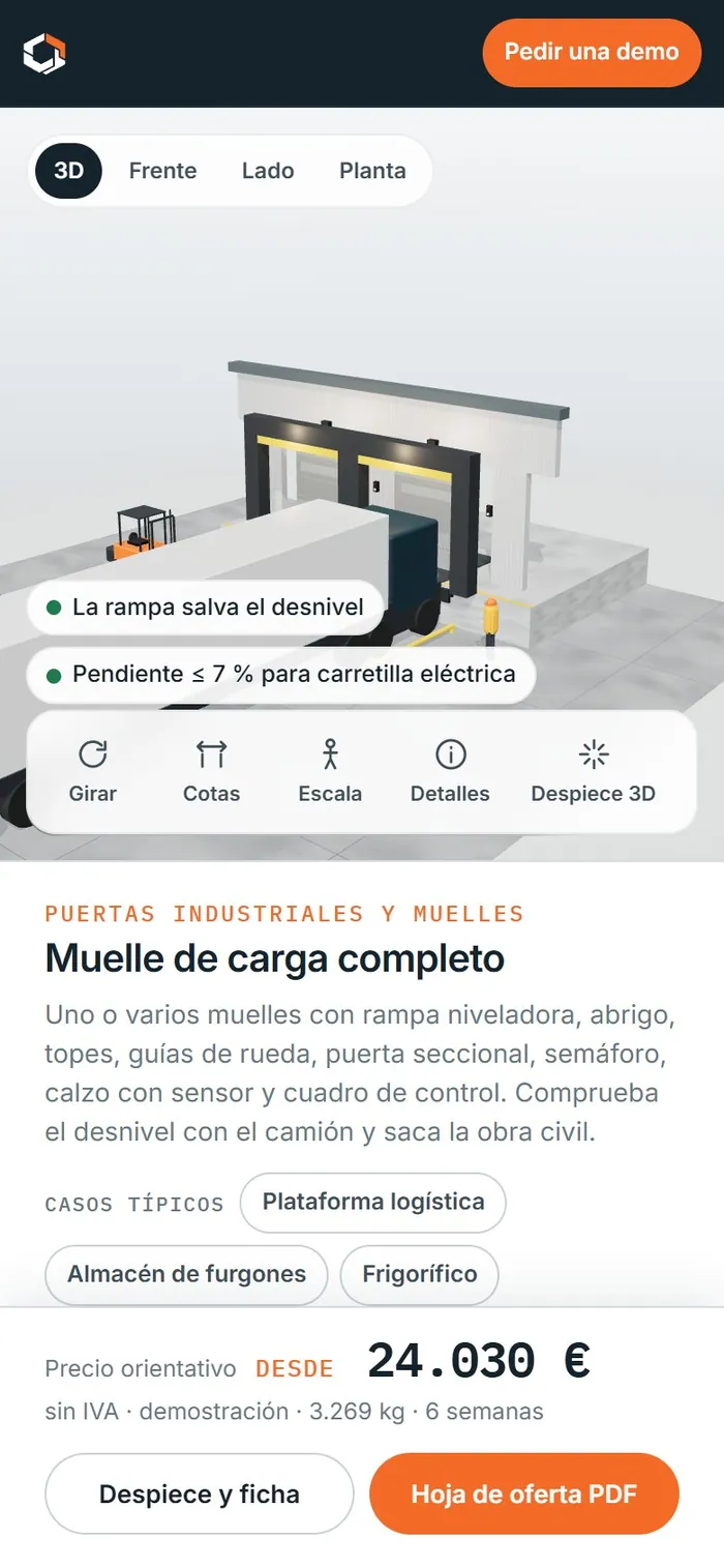 Muelle de carga completo · en el móvil
