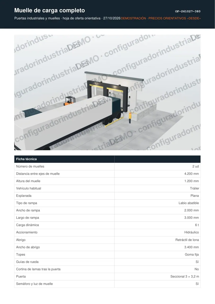 Muelle de carga completo · hoja de oferta en PDF