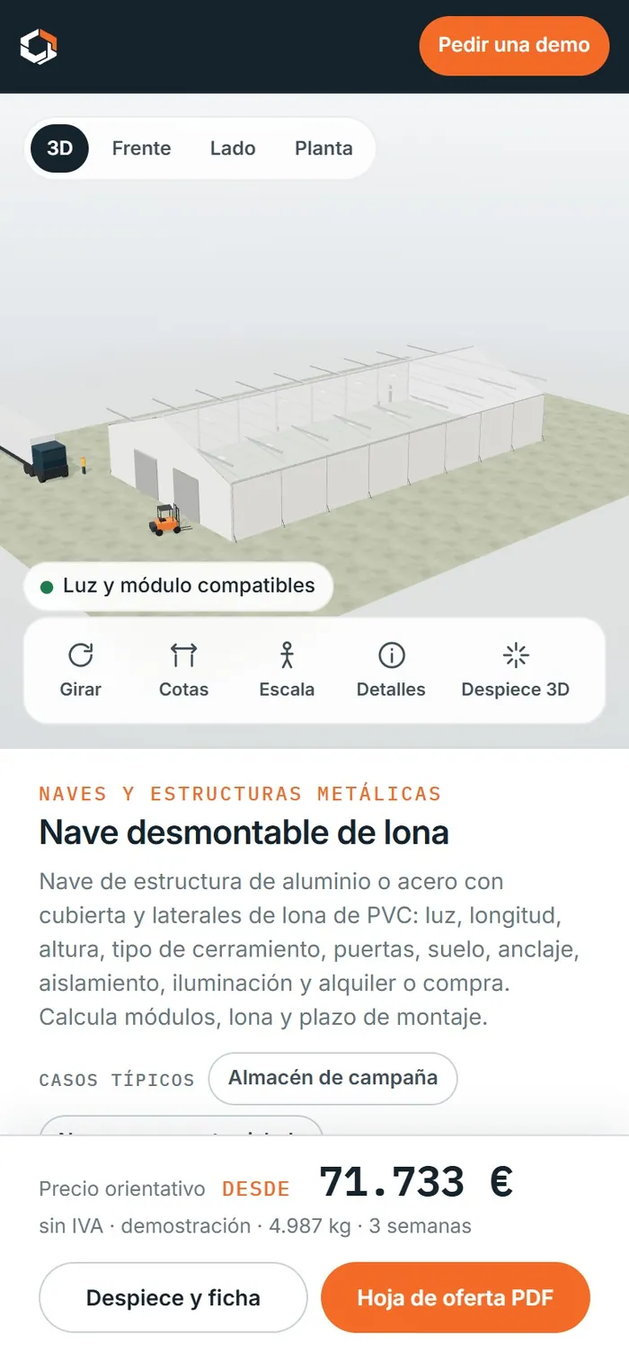 Nave desmontable de lona · en el móvil