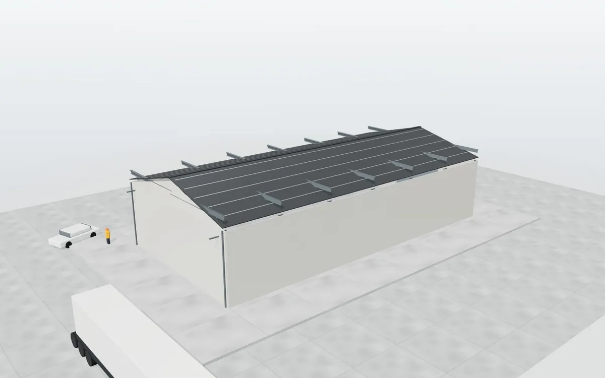 Nave de pórticos a dos aguas · Almacén agrícola