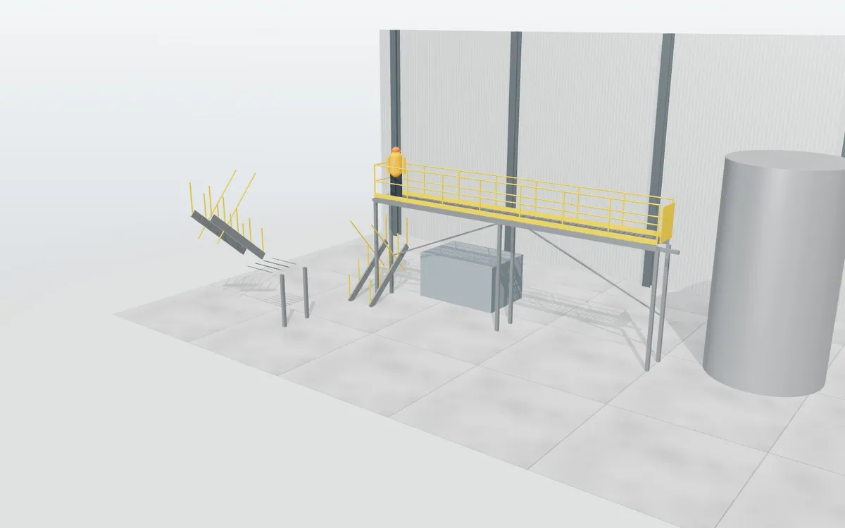 Pasarela de mantenimiento con escalera · animación
