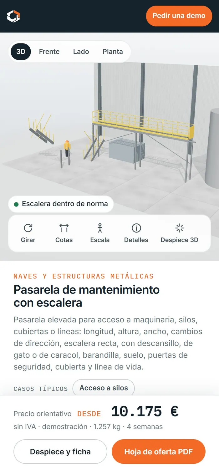 Pasarela de mantenimiento con escalera · en el móvil