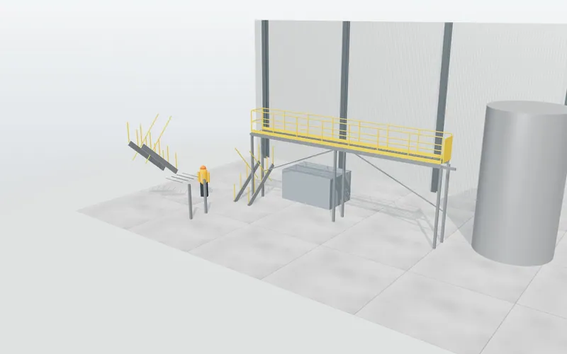 Pasarela de mantenimiento con escalera