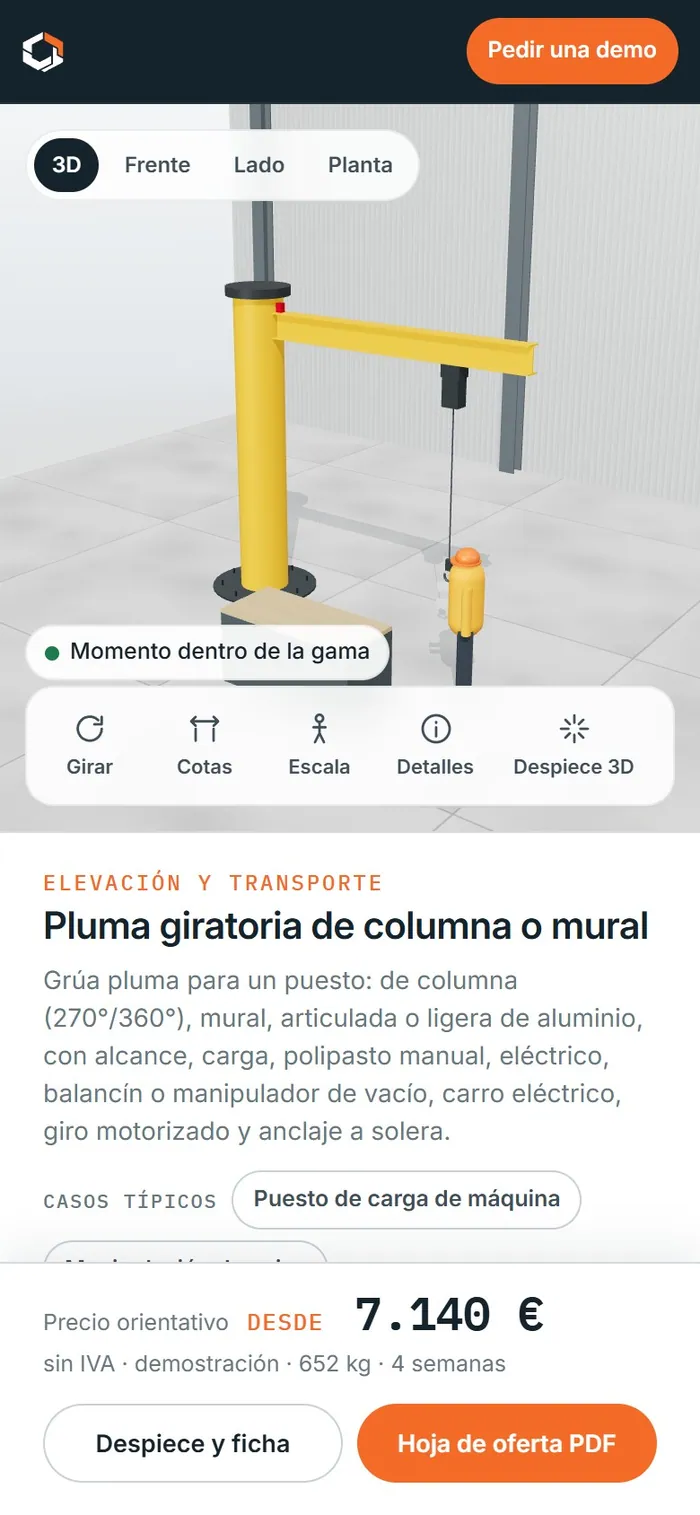 Pluma giratoria de columna o mural · en el móvil