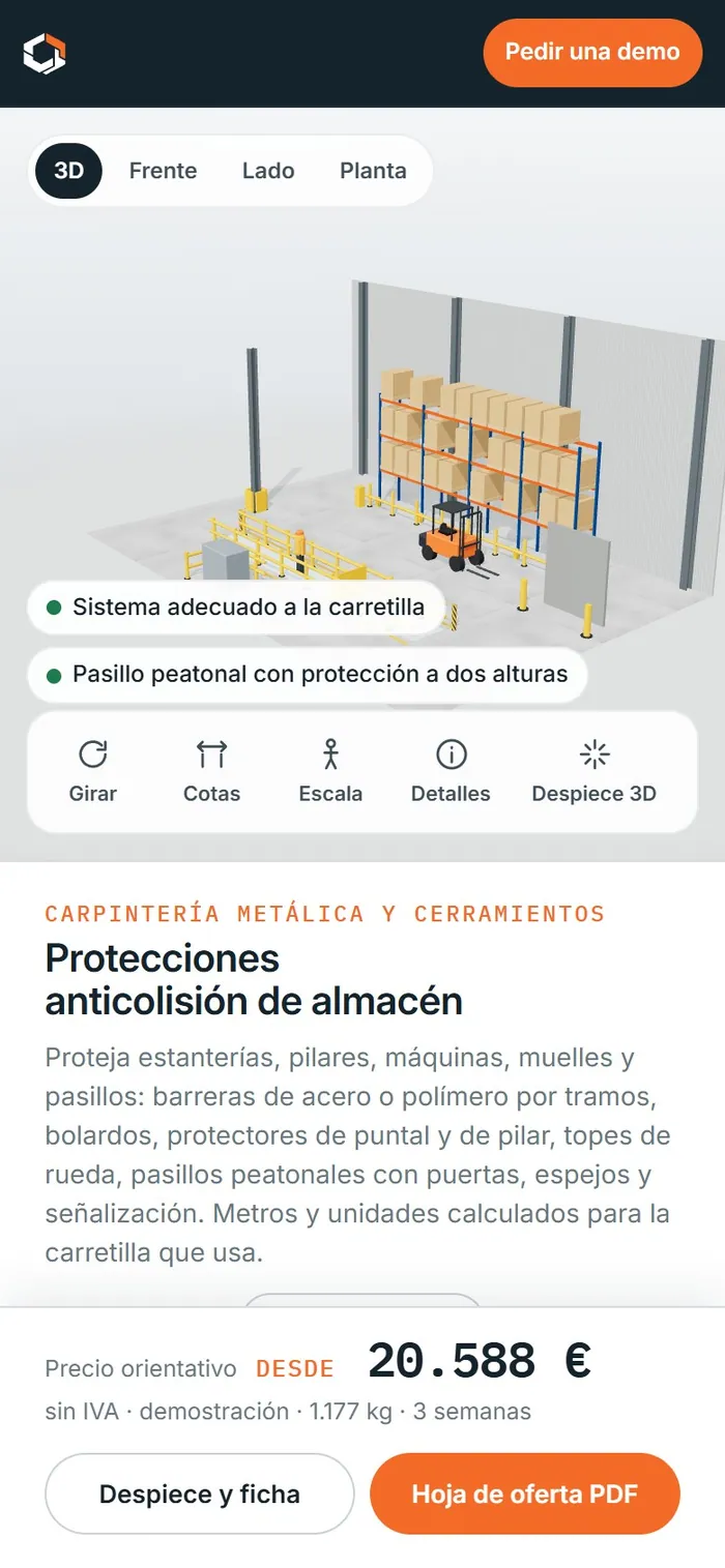 Protecciones anticolisión de almacén · en el móvil