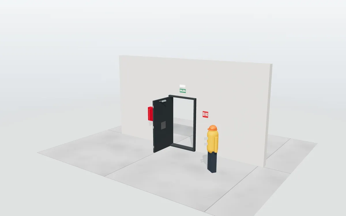 Puerta cortafuegos y de seguridad · animación