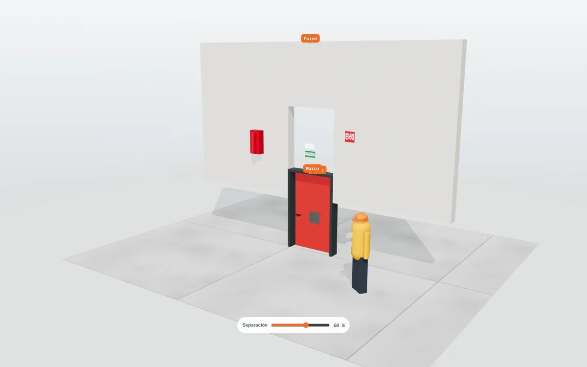 Puerta cortafuegos y de seguridad · vista explosionada