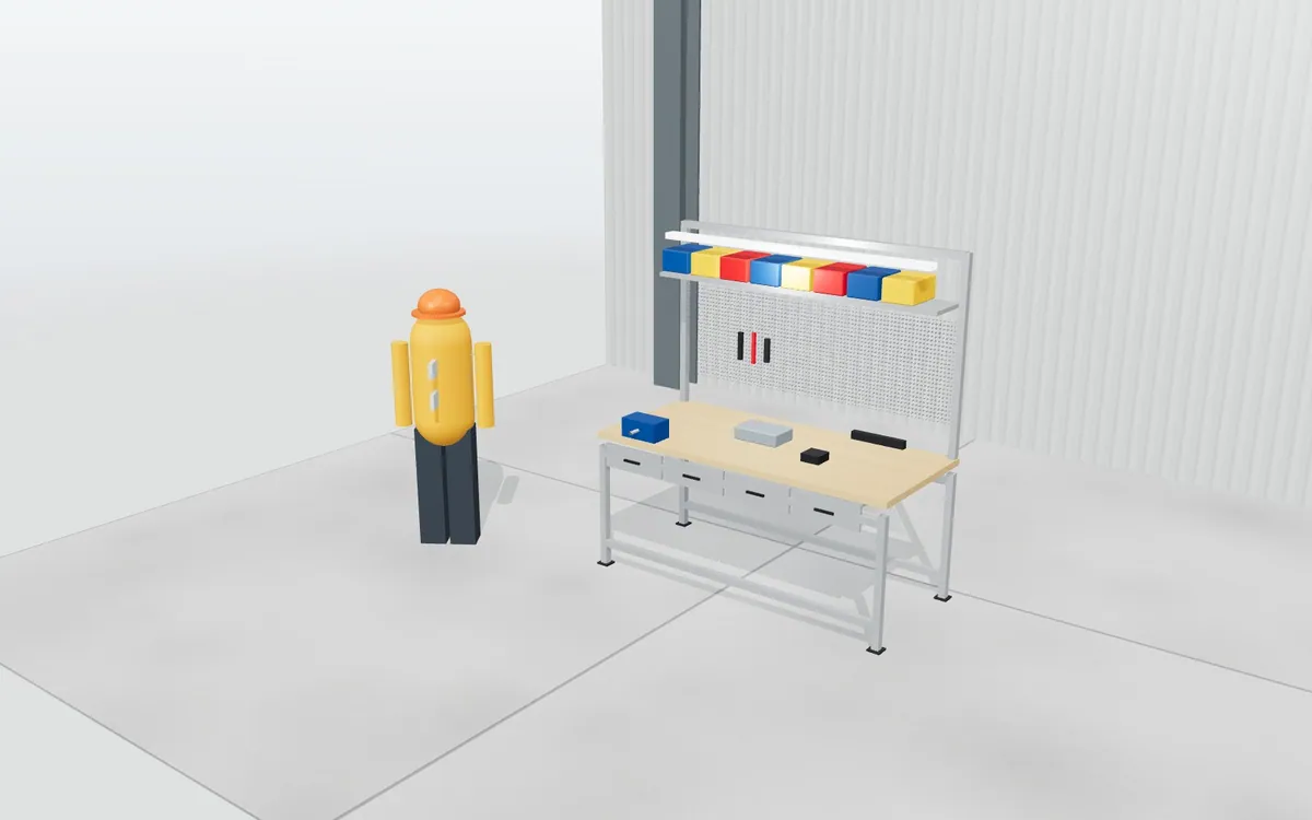 Puesto de trabajo modular · Banco de taller pesado