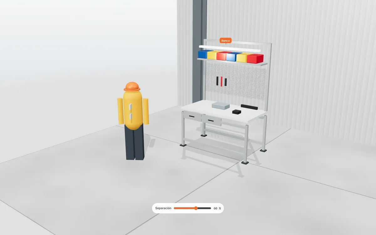 Puesto de trabajo modular · vista explosionada