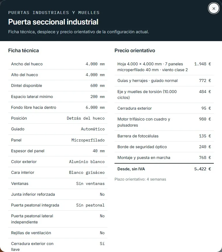 Puerta seccional industrial · Puerta seccional