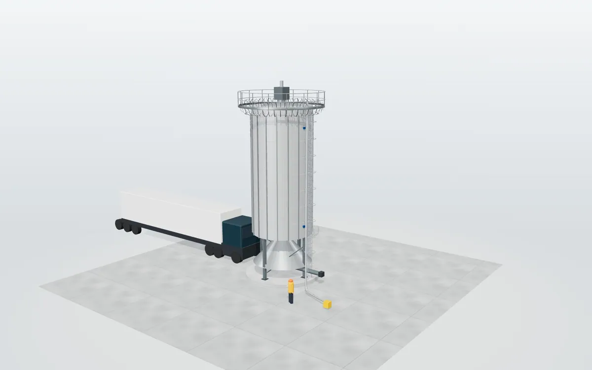Silo metálico para granel · animación