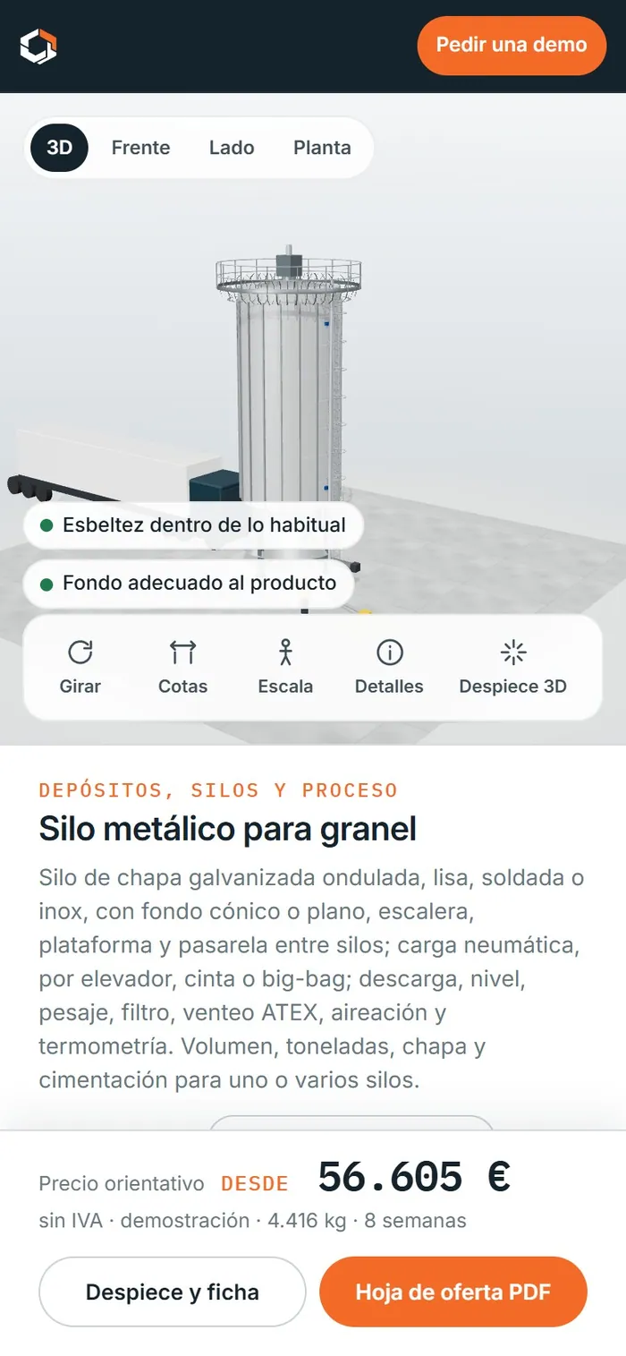 Silo metálico para granel · en el móvil