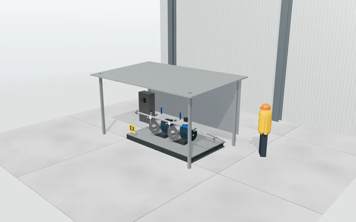 Equipo de bombeo compacto (skid) · Trasiego químico ATEX
