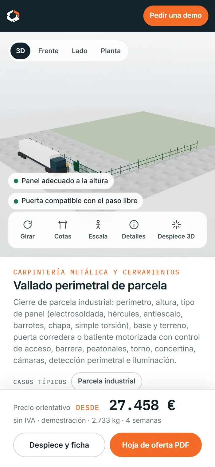 Vallado perimetral de parcela · en el móvil