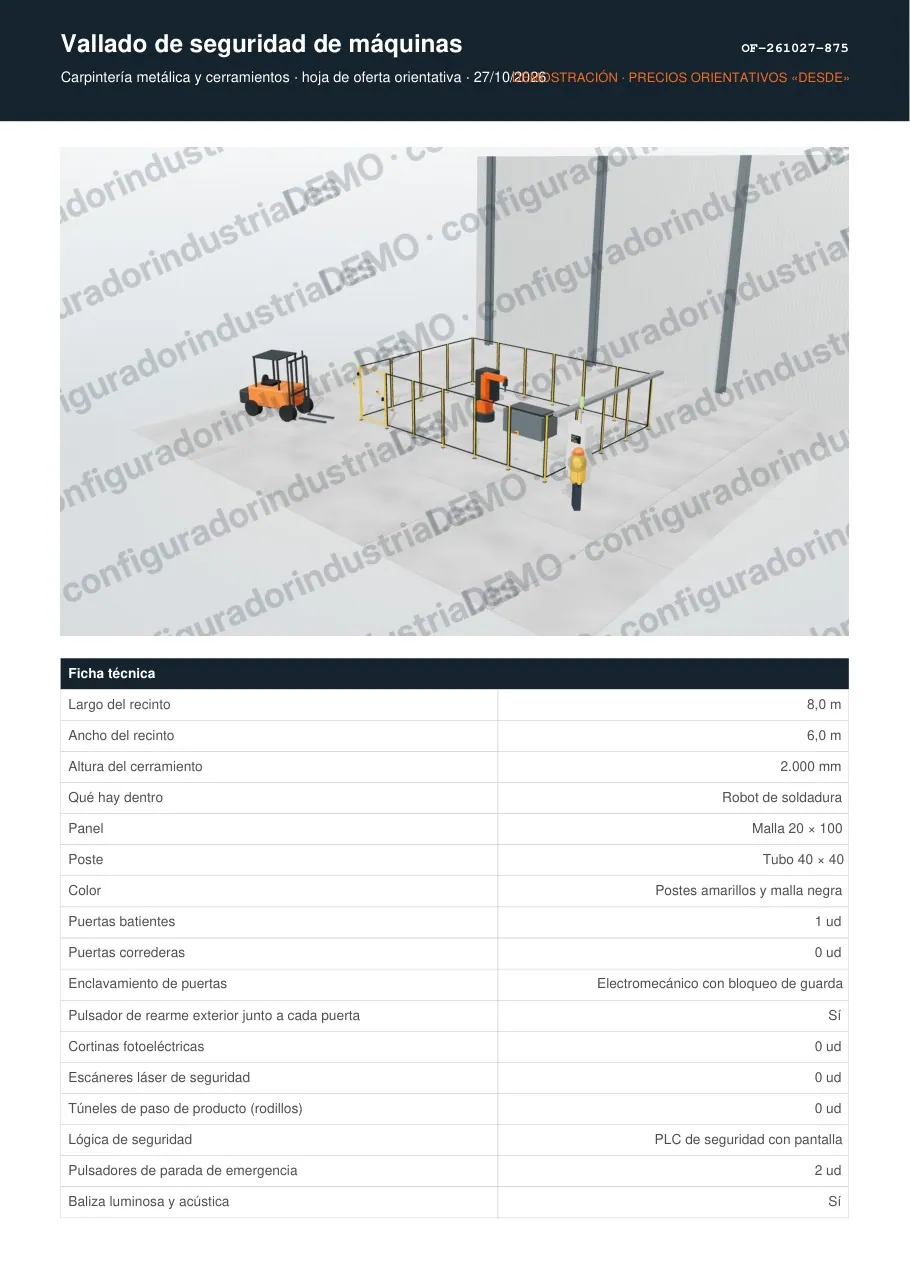 Vallado de seguridad de máquinas · hoja de oferta en PDF